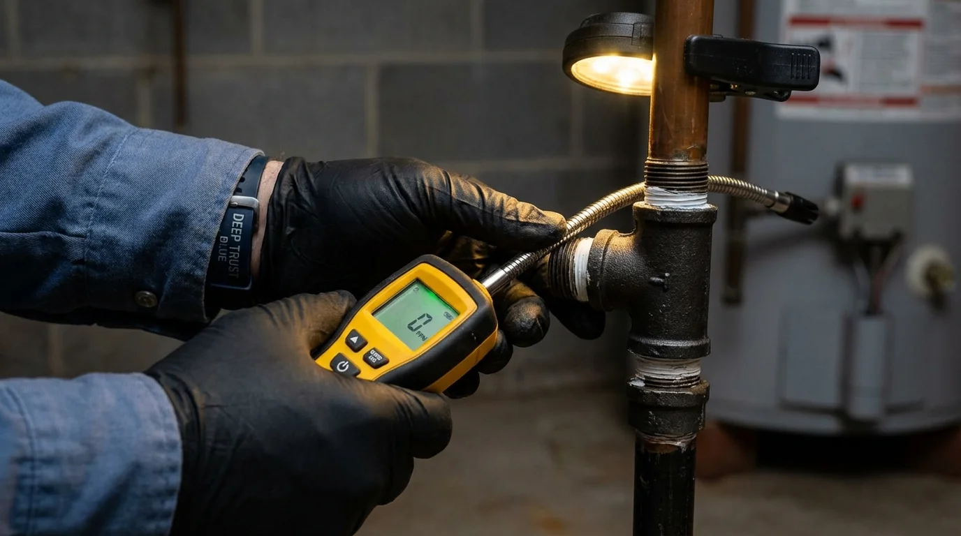 Gas leak detection with electronic sniffer by Johns Plumbing LLC in Wrightstown