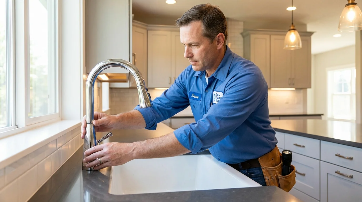 Kitchen faucet installation by Johns Plumbing LLC in Wrightstown