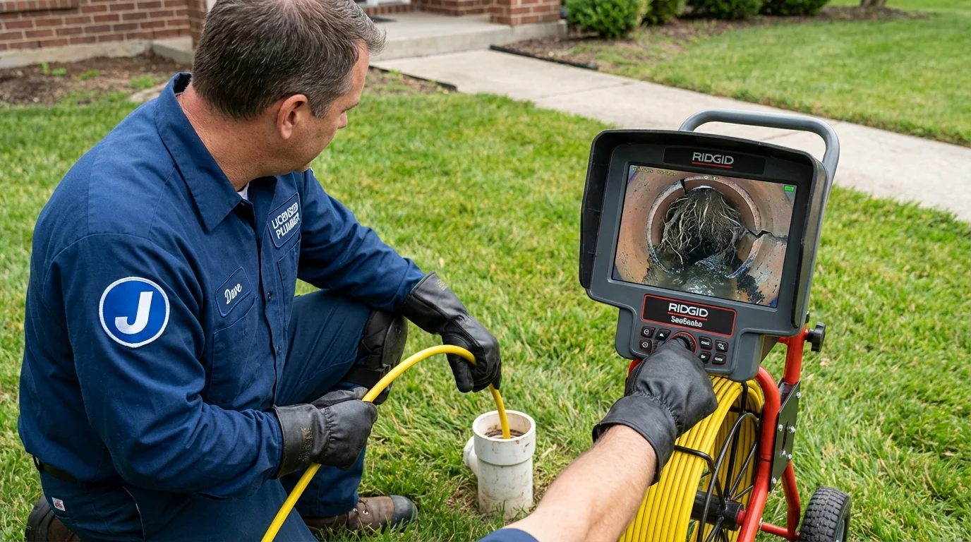 Sewer camera inspection being performed by Johns Plumbing LLC in Wrightstown